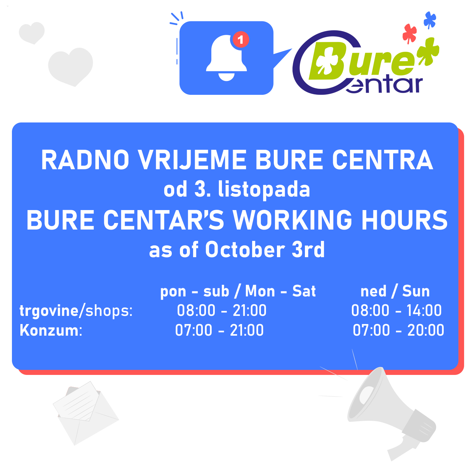 Novo radno vrijeme Bure Centra nedjeljama