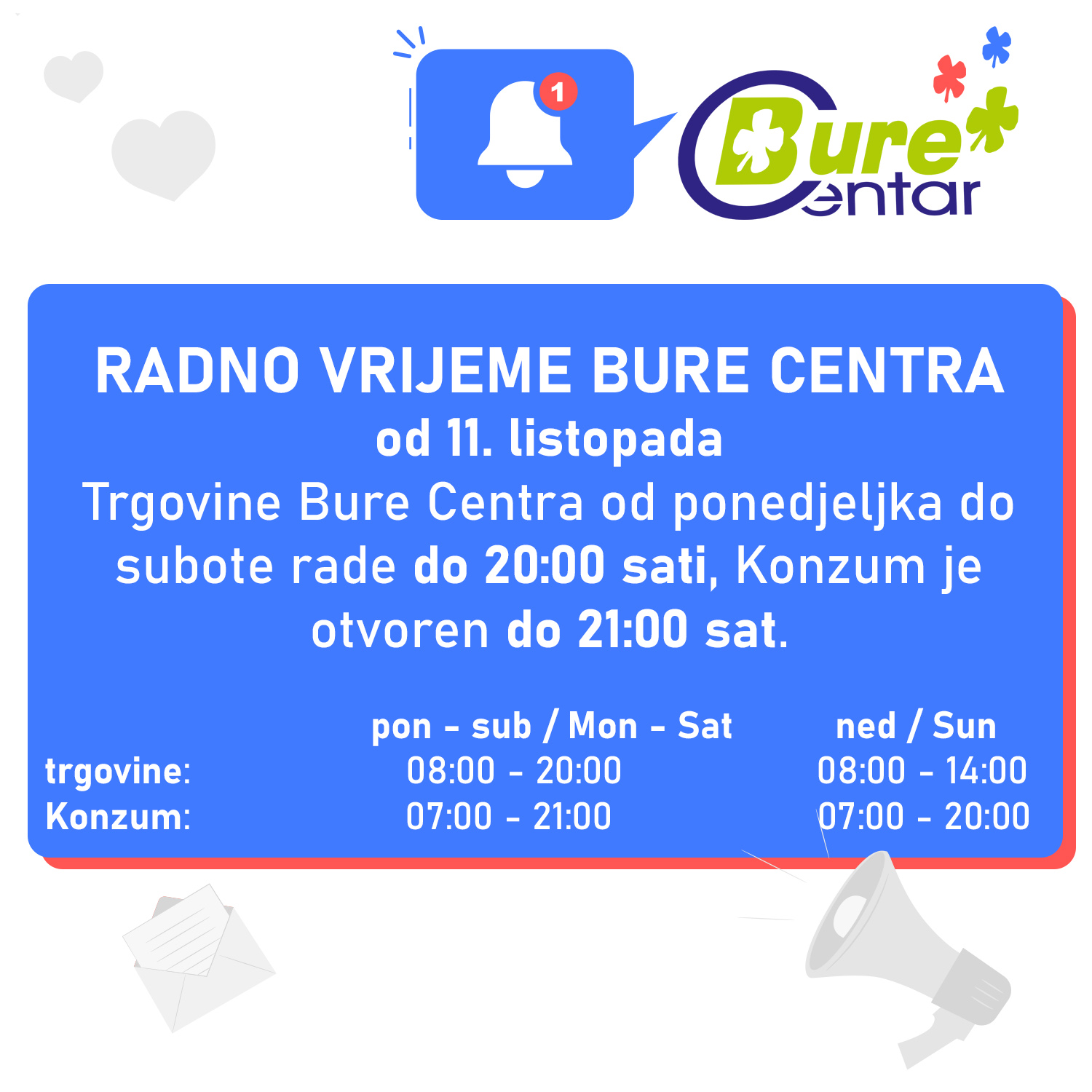 Novo radno vrijeme Bure Centra