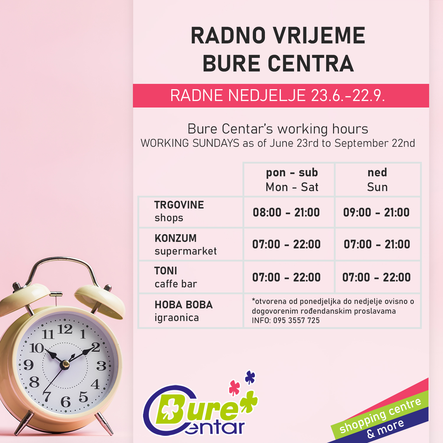 Novo radno vrijeme Konzuma od 1. srpnja 2024.