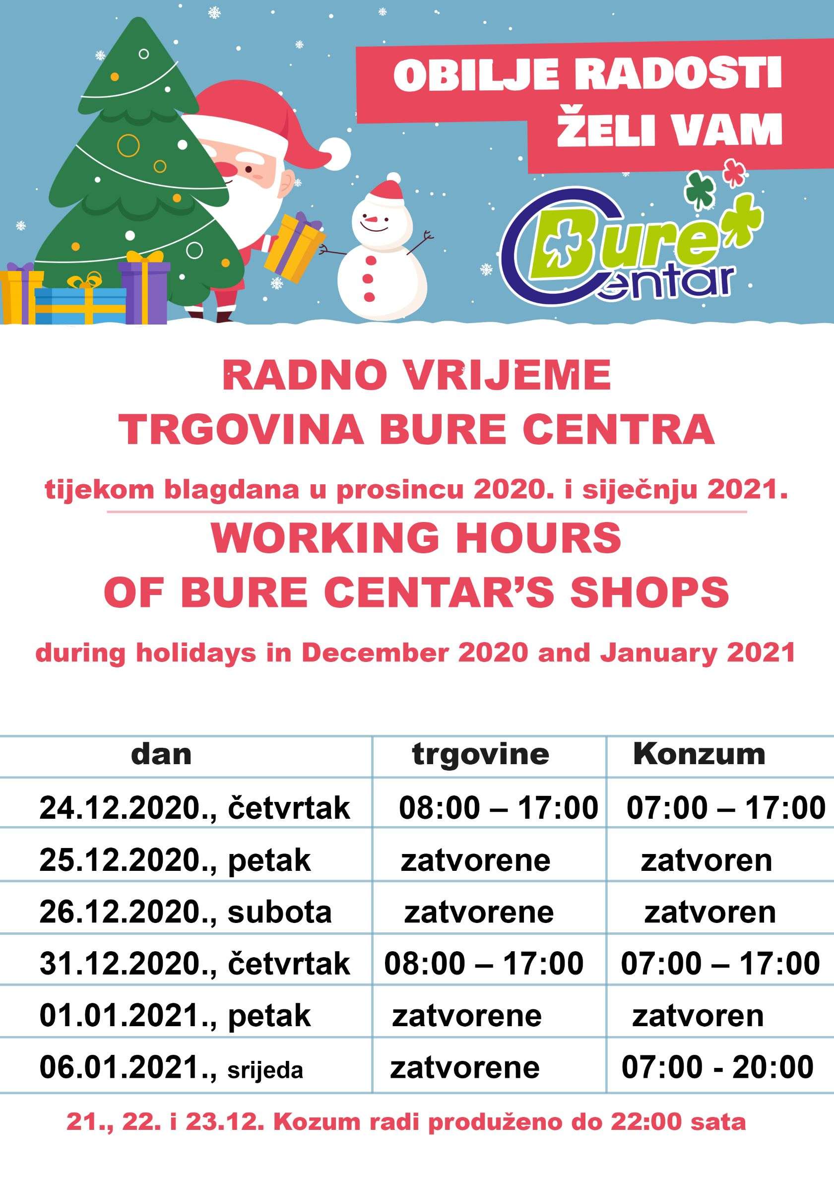 Radno vrijeme Bure Centra