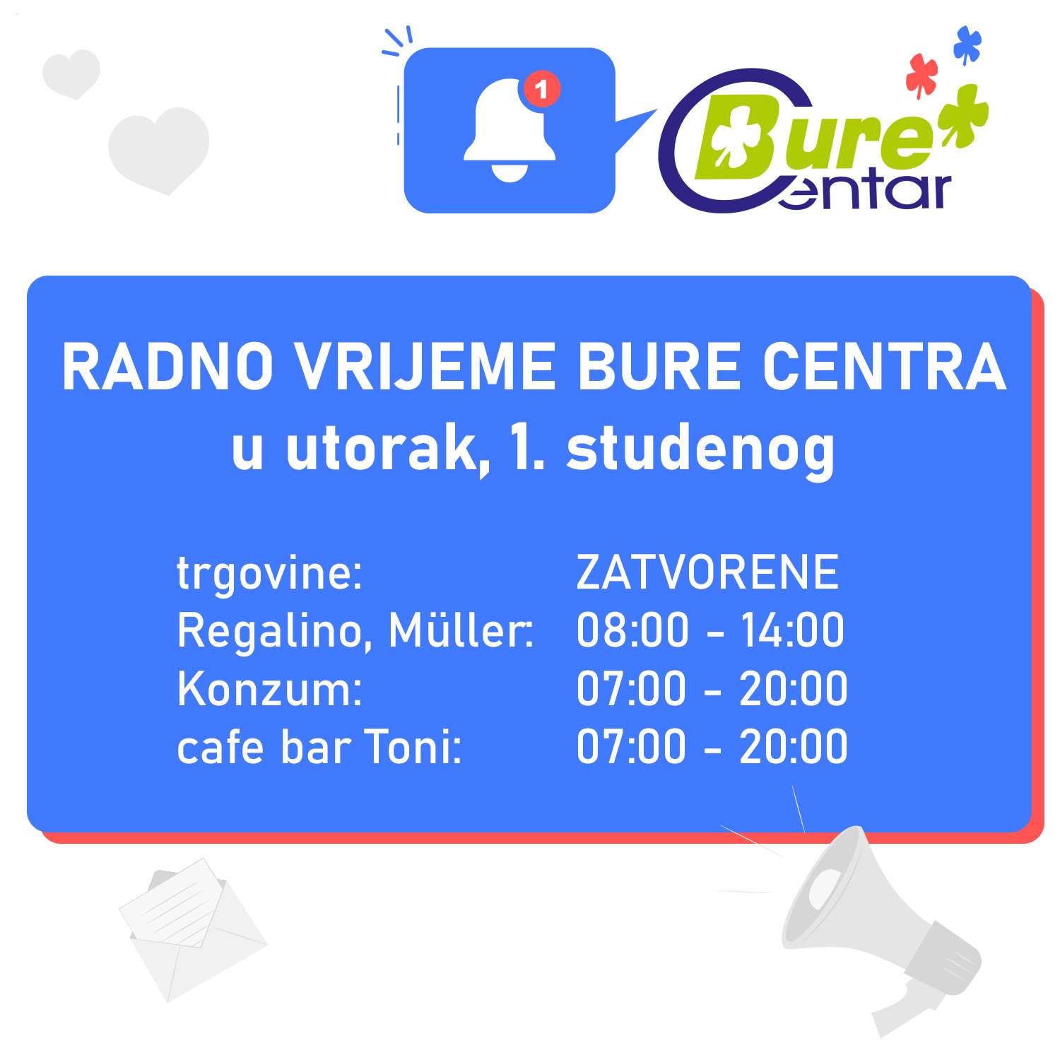Radno vrijeme 1. studenog